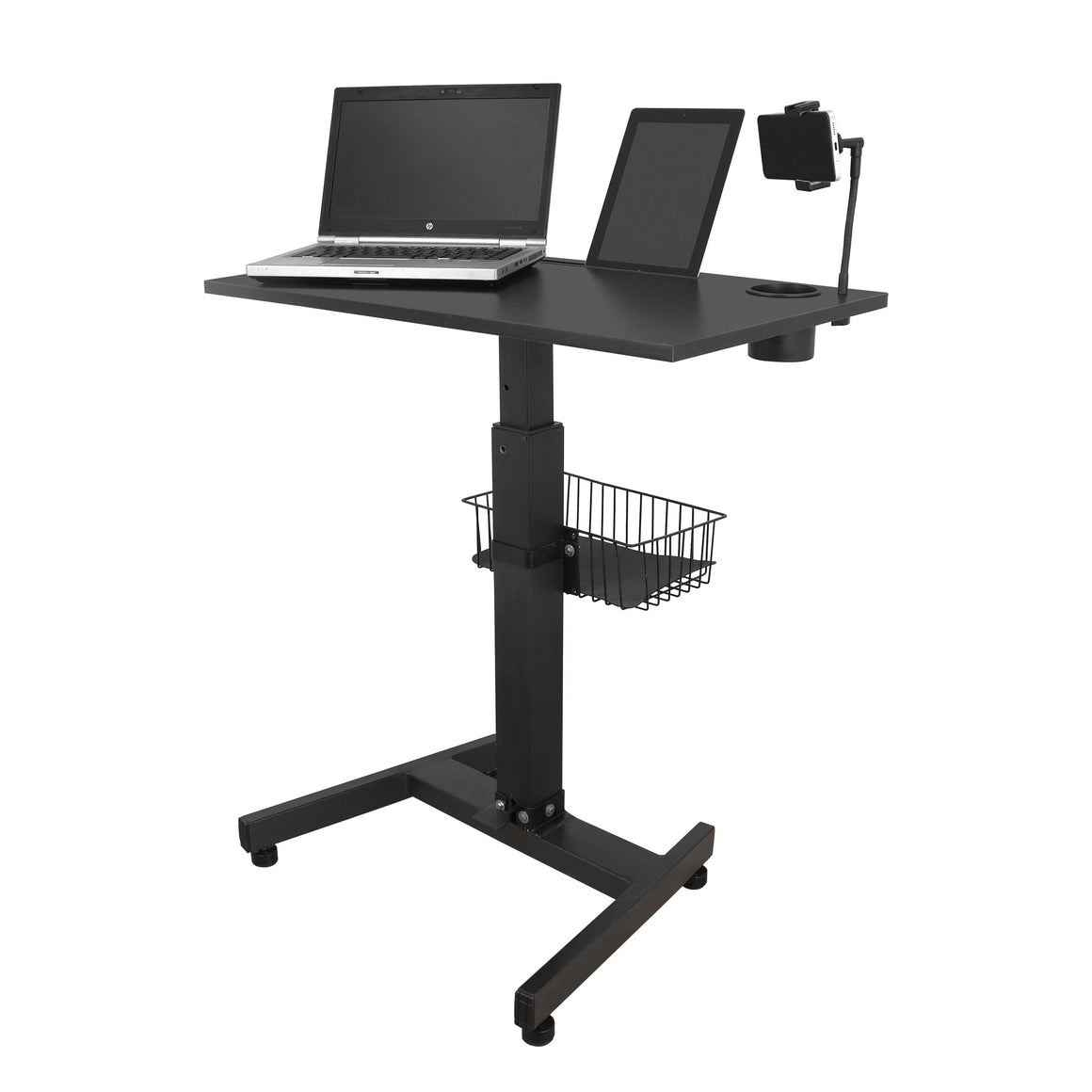 Isomars Airlift Made in India Multipurpose Height Adjustable 'SIT & Stand Laptop Table' with Foot Lever for Breakfast, Online Classes, Other Activities with Large Table Top (Black)