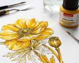 Isomars Professional Acrylic Ink Golden Yellow 35 ml, Waterproof Dropper