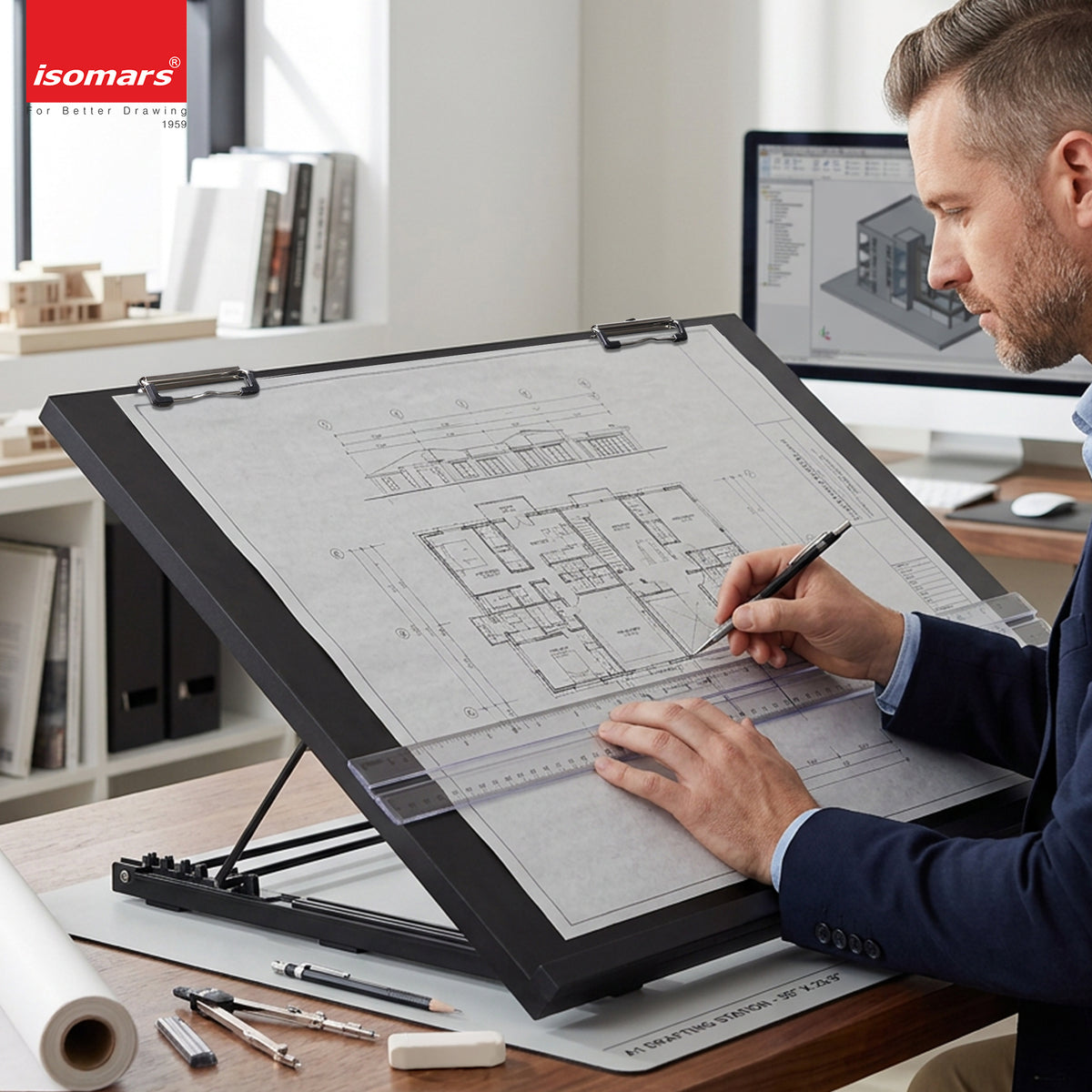 Isomars A1 Drawing Board 25.5 x 35" | Adjustable Angle – Black