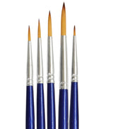 Isomars Estudio Round Paint Brush Set of 5 – Professional Synthetic Round Artist Brushes for Fine Detailing, Line Work & Blending | Long Handle Art Brushes