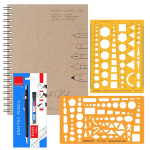 Drawing Kit (Pad, Assorted Shapes Templates & Pencil with Eraser)