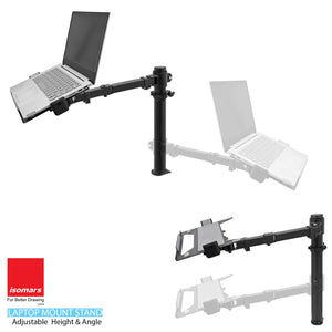 Isomars Laptop Mount Stand - Adjustable Height & Angles. Suitable for Laptop Size from 12 inches to 17 inches (30cm to 43cm).