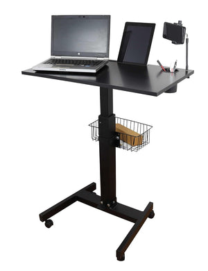 Isomars Airlift Made in India Multipurpose Height Adjustable 'SIT & Stand Laptop Table' with Foot Lever for Breakfast, Online Classes, Other Activities with Large Table Top (Black)