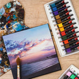 Isomars Canvaa Acrylic Paint 12ml And Set of 4 Round Brush Free - Vibrant Pigmented & Fadeproof Colours 4 - ARTIST SERIES - For Canvas Painting, (12ML - Set of 24)