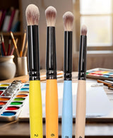 Isomars Maestro Blending Brush Set of 4 - Professional Round Artist Brushes for Soft Blending, Shading and Transitions - Colorful Wooden Handles - Sizes 2, 4, 6, 8