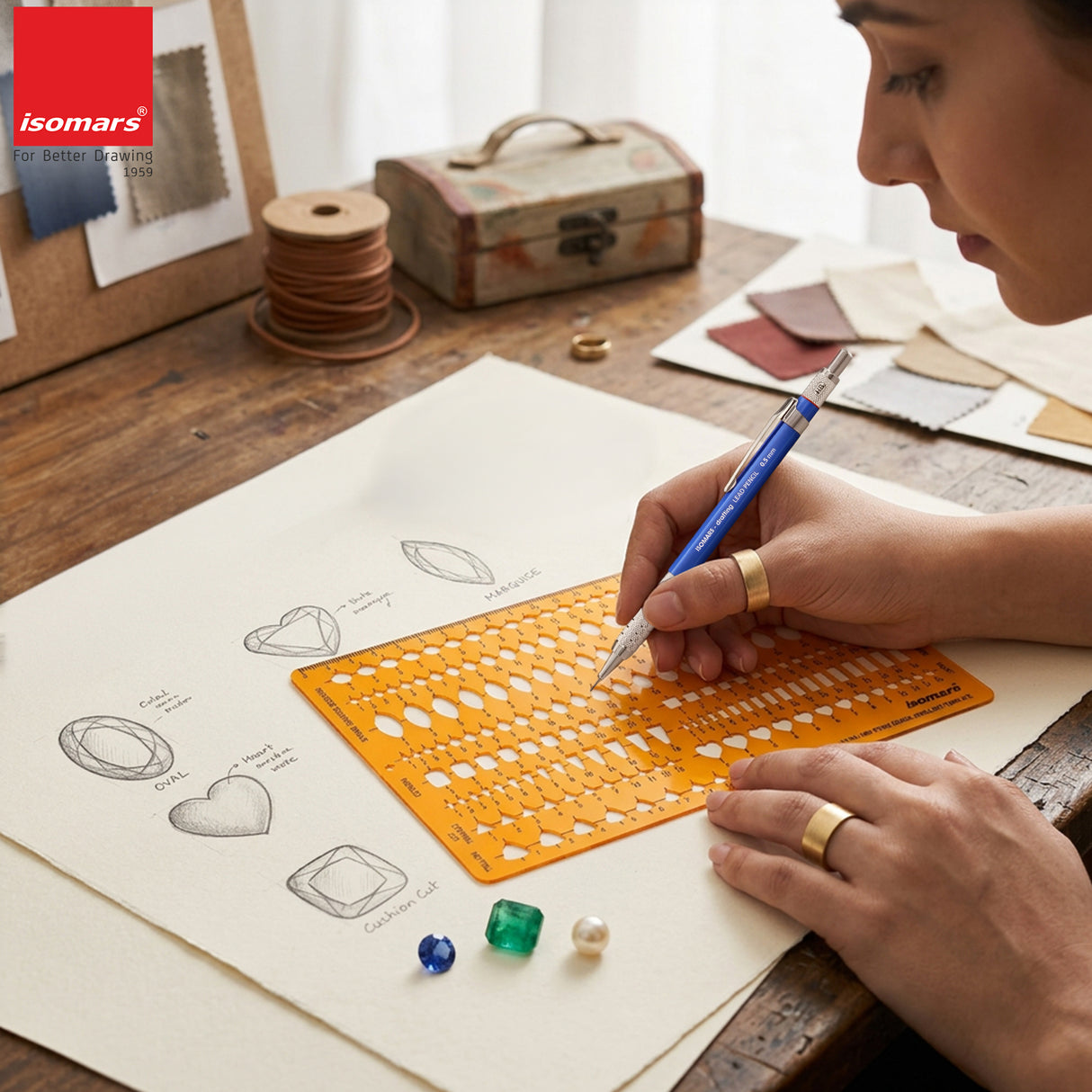 Isomars Jewellery Design Template Set of 2 – Gemstone Shape Stencils
