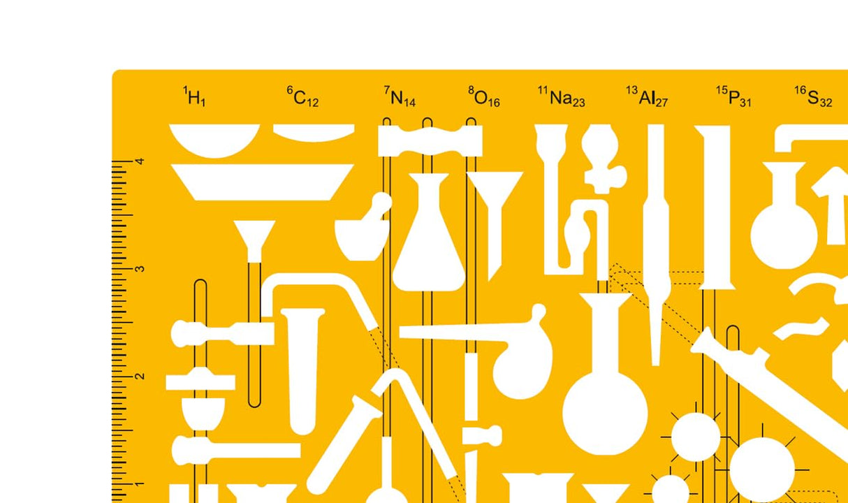 Isomars Chemistry Chemical Engineering Laboratory Lab Equipment Symbols Drawing Drafting Stencil Template - 212 x 148mm