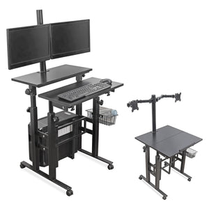 Isomars Desktop Table with dual Monitor Mount - Adjustable Height & Angles, Computer Workstation Useful for Gadgets Like Desktop, Laptop- Made in India (Black).