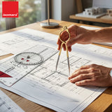 Isomars Marine navigation set with Portland course plotter and brass divider for accurate chart plotting and distance transfer
