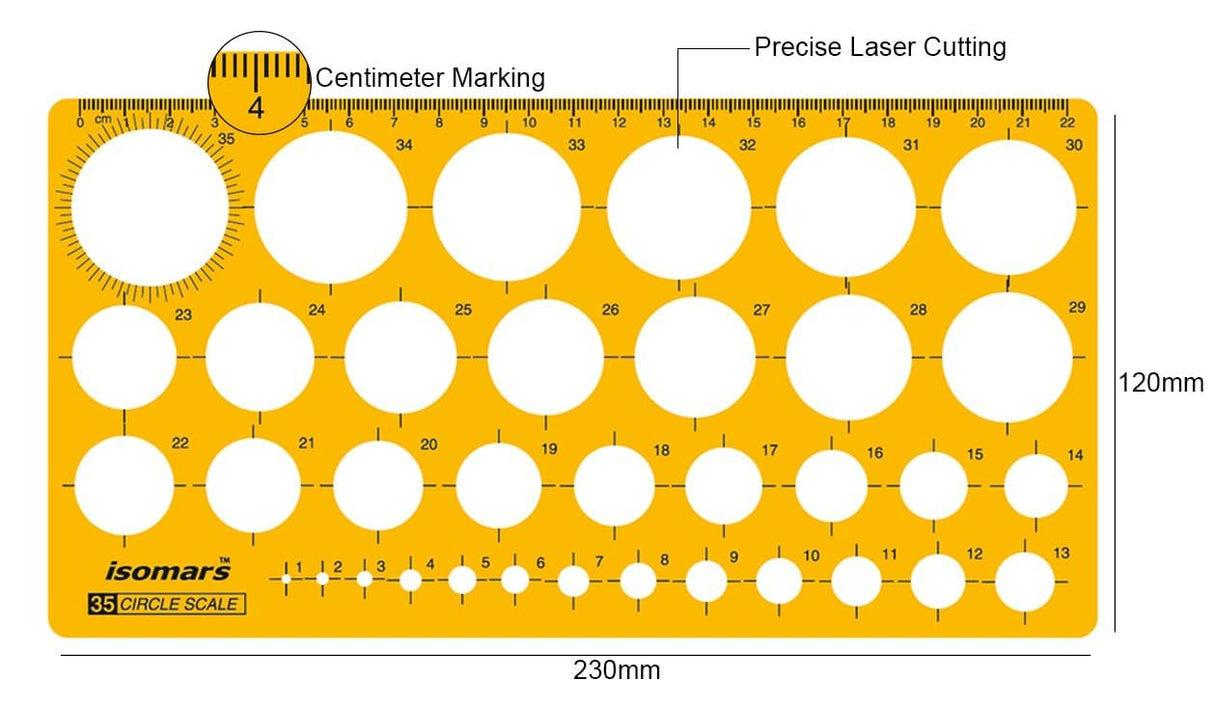 Isomars Pro Circle Small (16 Circles), Pro Circle Big (25 Circles), Circle Template, Parabola Template, Geometry Template, Combination Template | Ideal for Mandala Art | Engineering & Architect Drafting Students