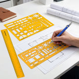 Isomars Designing Templates Combo Set of 11 | Architectural, Engineering & Interior Design Drafting Templates with Broad Scale Ruler for Technical Drawing, CAD Sketching & Planning