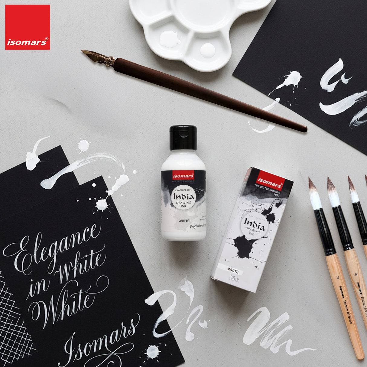 India Waterproof Drawing Ink White 100ml | Permanent Lightfast Artist Ink for Calligraphy, Airbrush, Illustration & Fabric Painting