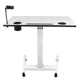 Isomars Airlift Made in India Multipurpose Height Adjustable 'SIT & Stand Laptop Table' with Foot Lever for Breakfast, Online Classes, Other Activities with Large Table Top (White)