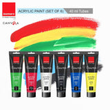 Isomars Canvaa Acrylic Paint 40ml - Set of 6 Vibrant Pigmented & Fadeproof Colors - ARTIST SERIES - For Canvas Painting, Scrap Book, Paper Board, Wood & Terracotta