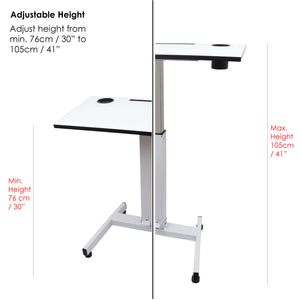 Isomars AIR-Lift Multipurpose Height Adjustable 'SIT & Stand Laptop Table' with Foot Lever for Breakfast, Online Classes, Work from Home and Other Activities with Large Table Top (White)
