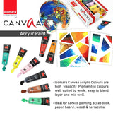 Isomars Canvaa Acrylic Paint 100ml - Set of 12 Vibrant Pigmented & Fadeproof Colors - ARTIST SERIES - For Canvas Painting, Scrap Book, Paper Board, Wood & Terracotta