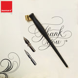 Isomars Calligraphy Vintage Holder For Copperplate Calligraphy with 2 Flex Nibs & Plastic Holder with Brass Flange