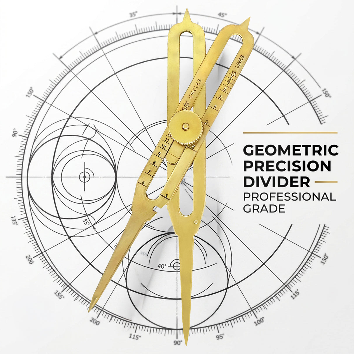 Isomars 6" Brass Proportional Divider with Storage Pouch for scaling, measuring, drawing, painting