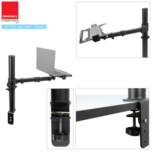 Isomars Laptop Mount Stand - Adjustable Height & Angles. Suitable for Laptop Size from 12 inches to 17 inches (30cm to 43cm).