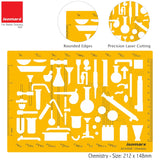 Isomars Chemistry Chemical Engineering Laboratory Lab Equipment Symbols Drawing Drafting Stencil Template - 212 x 148mm