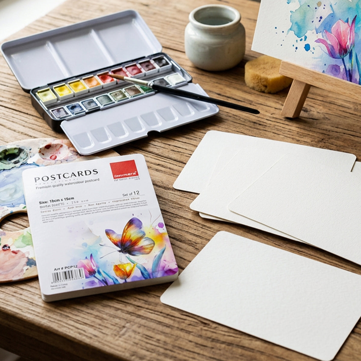 Isomars Watercolour Postcards 10x15cm, 300 GSM, Pack of 12