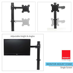 Isomars Monitor Mount Stand Single Screen - Adjustable Height & Angles