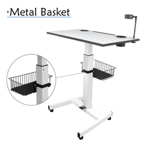 Isomars Airlift Made in India Multipurpose Height Adjustable 'SIT & Stand Laptop Table' with Foot Lever for Breakfast, Online Classes, Other Activities with Large Table Top (White)