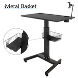 Isomars Airlift Made in India Multipurpose Height Adjustable 'SIT & Stand Laptop Table' with Foot Lever for Breakfast, Online Classes, Other Activities with Large Table Top (Black)