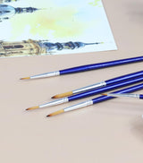 Isomars Estudio Round Paint Brush Set of 5 – Professional Synthetic Round Artist Brushes for Fine Detailing, Line Work & Blending | Long Handle Art Brushes