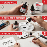 Isomars Acrylic Ink Black Set of 2, 35ml Each with Dropper