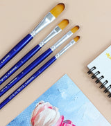 Isomars Estudio Filbert Paint Brush Set of 4 for Acrylic, Oil & Watercolor