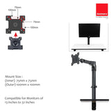 Isomars Monitor Mount Stand Single Screen - Adjustable Height & Angles