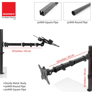 Isomars Laptop and Monitor Table Stand - Adjustable Height & Angles and Sides (Laptop & Monitor Mount)