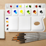 Color Mixing Palette & Round Paint Brushes