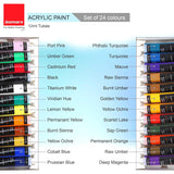 Isomars Canvaa Acrylic Paint 12ml And Set of 4 Round Brush Free - Vibrant Pigmented & Fadeproof Colours 4 - ARTIST SERIES - For Canvas Painting, (12ML - Set of 24)