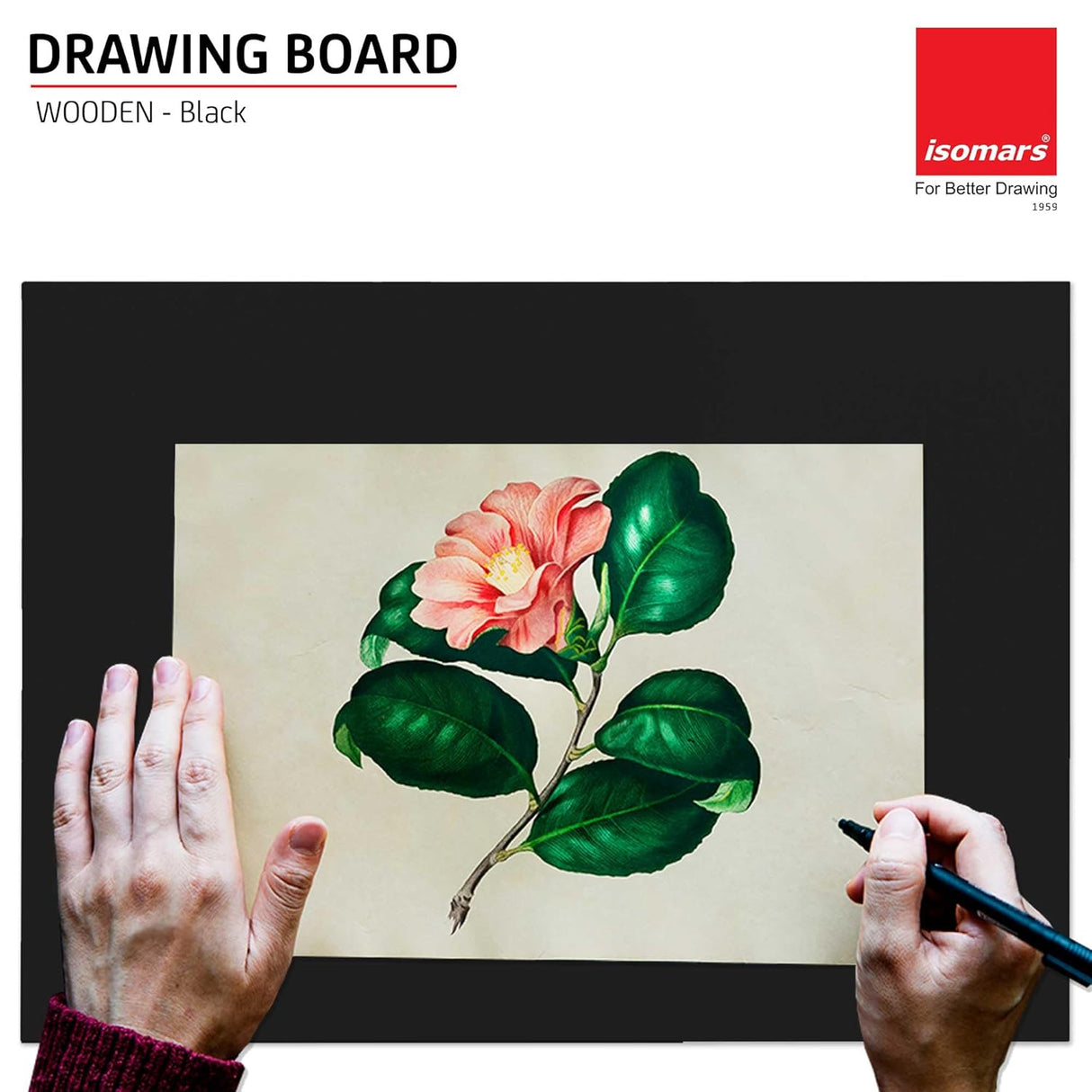 Isomars Drawing Both Side Laminated Black Board - Full Imperial A2 (18.5 x 25.5 Inch) Size Board – for Artists, Architects, Engineers, Draftsmen Etc.