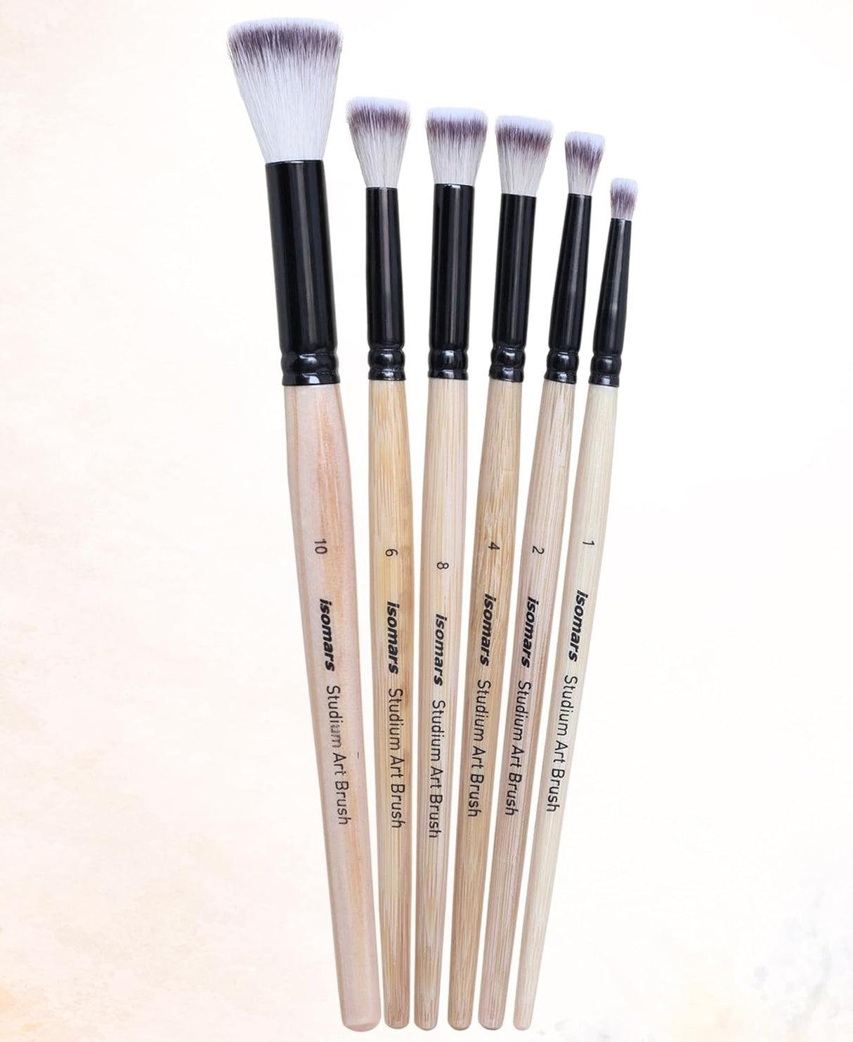 Isomars Studium Flat Blending Brush Set of 6 for Artists – Professional Paint Brushes for Blending & Smooth Transitions – Ideal for Watercolor, Acrylic & Oil Painting – Sizes 1, 2, 4, 6, 8, 10