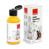 Isomars India Waterproof Drawing Ink - Yellow- 100ML Bottled Ink, for Paper Board, Canvas,Fabric and Wood Ideal for Designers, Airbrush Artists, Illustrators, Fine Artists and Craft and Hobbyists.