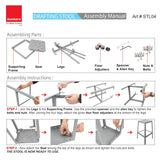 Isomars Drafting Metal Stool - Detachable Stool for Engineers, Architects, Draughtsman with 24" Height & Seat Size 10.5" Full Metal Body (Grey)