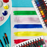 Isomars Canvaa Acrylic Paint 12ml And Set of 4 Round Brush Free - Vibrant Pigmented & Fadeproof Colours 4 - ARTIST SERIES - For Canvas Painting, (12ML - Set of 24)