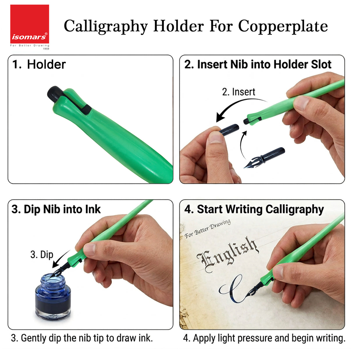 Plastic Holder Set (Oblique & Straight) with 2 Calligraphy & 1 Flex Nib