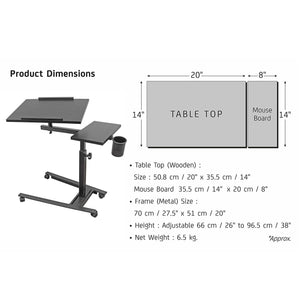 Isomars Laptop Table Study Desk, LDM4BLACK