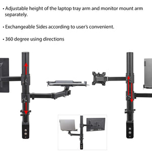 Isomars Laptop and Monitor Table Stand - Adjustable Height & Angles and Sides (Laptop & Monitor Mount)