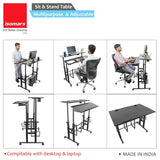 Isomars 36"/92Cm Wide Made In India Desktop & Laptop Adjustable Table & Computer Workstation - Useful For Using Gadgets Like Desktop, Laptop, Tab/Ipad, Mobile Phone Etc (Black) - Engineered Wood