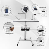 Isomars Airlift Made in India Multipurpose Height Adjustable 'SIT & Stand Laptop Table' with Foot Lever for Breakfast, Online Classes, Other Activities with Large Table Top (White)