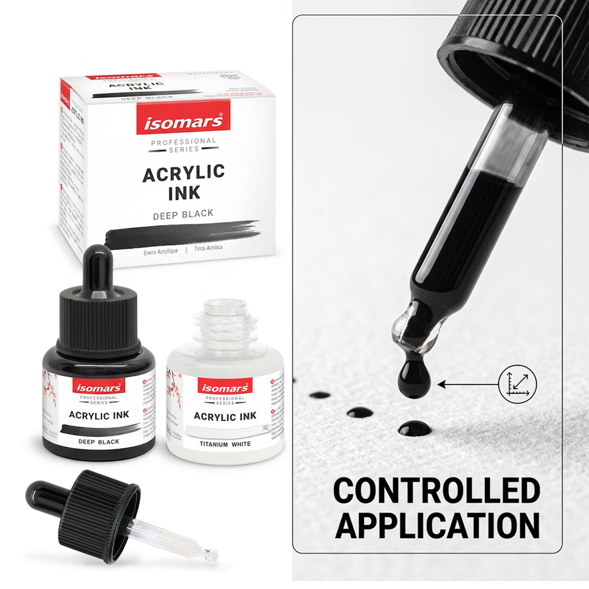 Isomars Acrylic Ink White & Black Combo 35ml Each with Dropper
