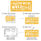 Isomars Designing Templates Combo Set of 8 | Engineering, Architecture & Interior Design Drafting Stencil Kit with General Purpose Template, Furniture, Electrical & Geometric Templates for Drawing & Drafting