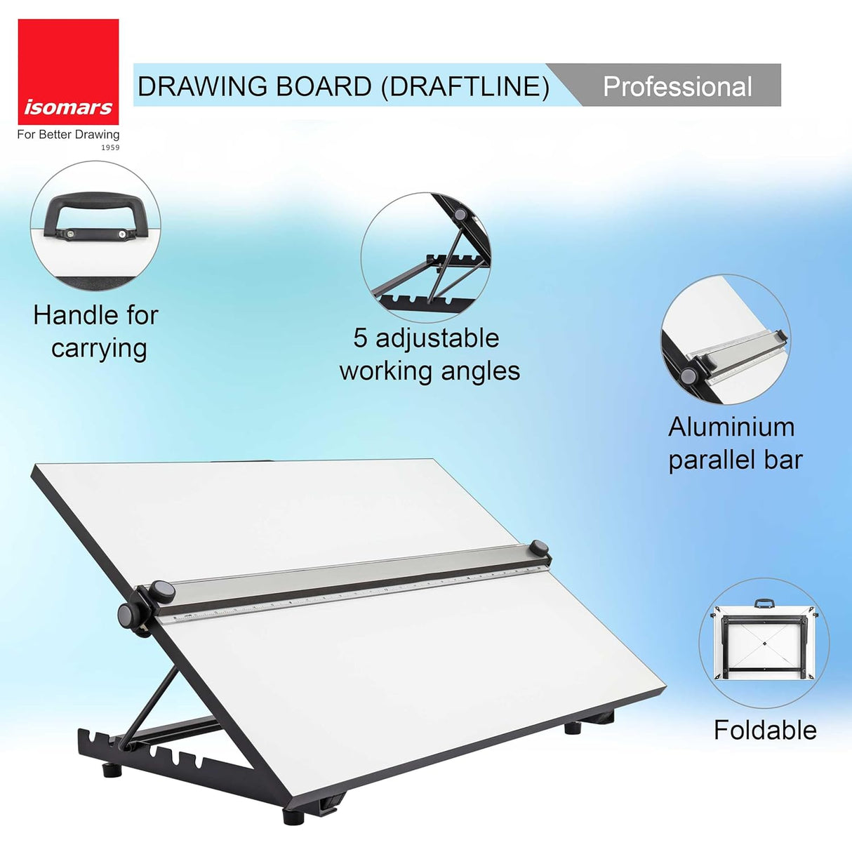 Isomars Drawing Board - Table Model with Parallel Motion - A1 Size - 25''x35''