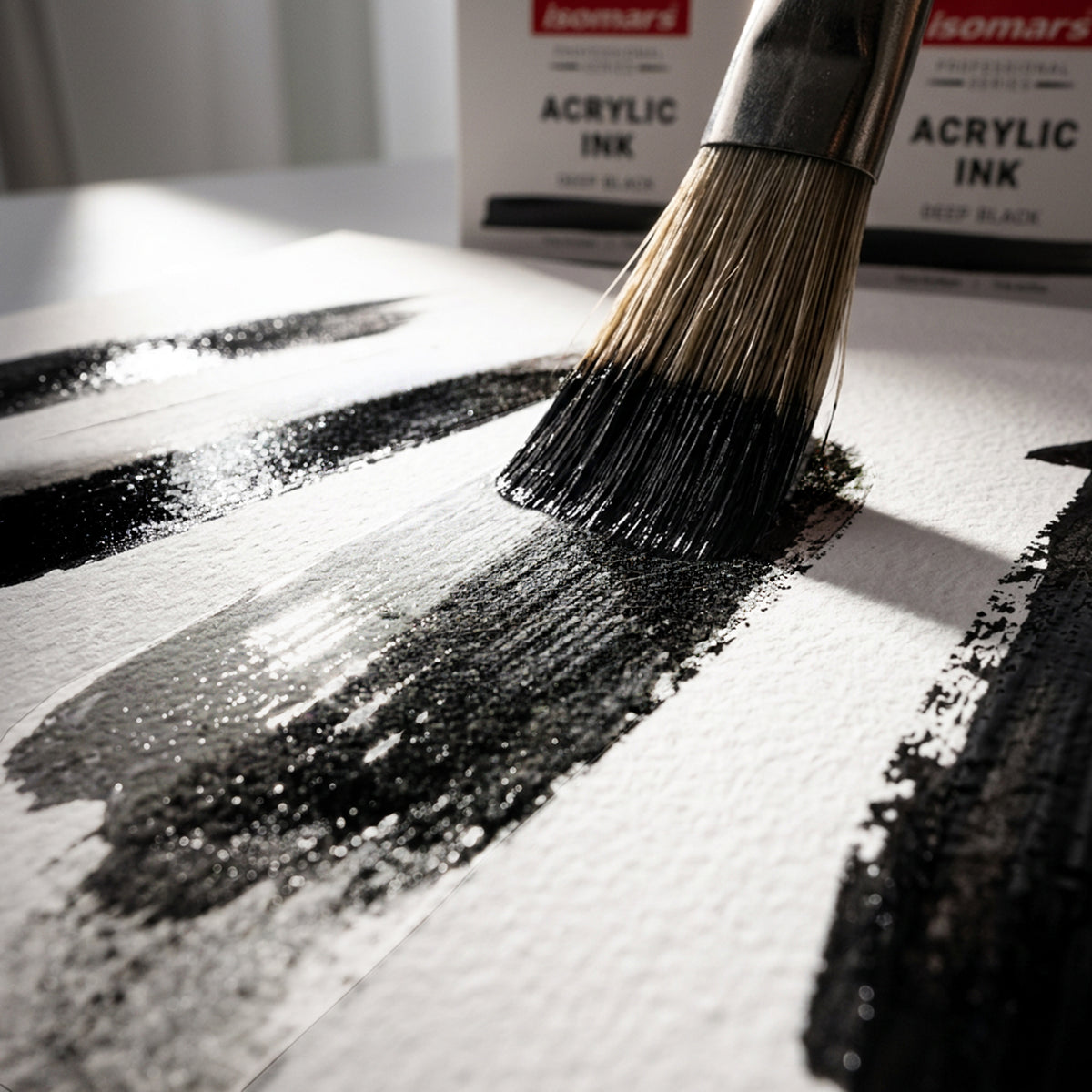 Isomars Acrylic Ink Black Set of 2, 35ml Each with Dropper