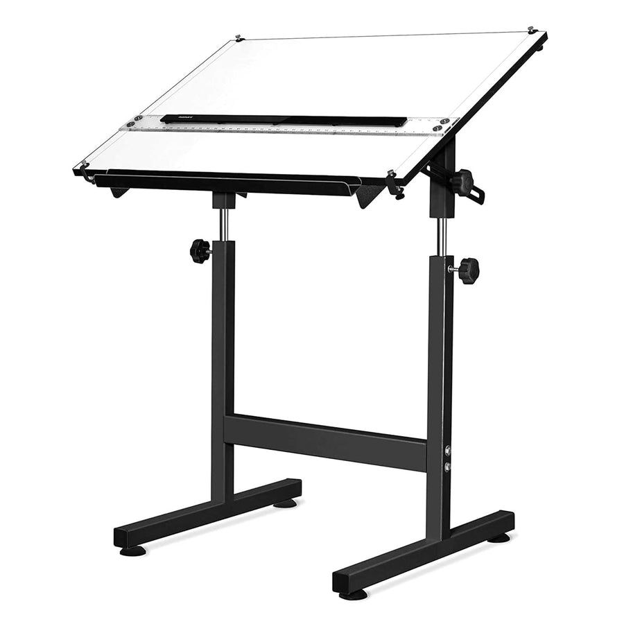 Isomars Drawing Drafting Board Table - Scholar with Parallel Ruler A1 White Laminated Board 25.5"x35" and Drafting Metal Stool Set | Complete Engineer, Draughtsman. Architects Drafting Set